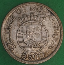 1938 Mozambique 5 Escudos VF
