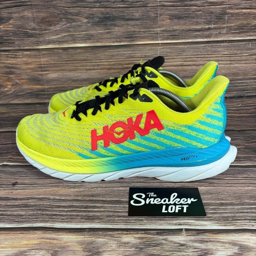 Hoka One One Mach 5 Men's Yellow Blue Athletic Running Shoes Size 11.5 thumbnail 3