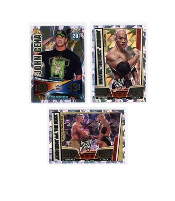 Topps WWE Slam Attax John Cena & The Rock Champion Foil Bundle (x3) 2013 2014