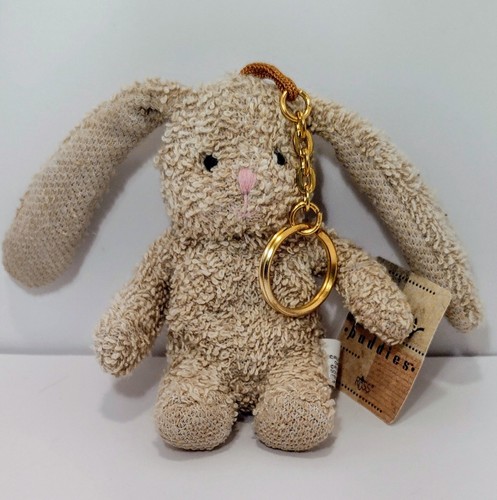 Rare Vintage RUSS Bitty Buddies Terry Cloth Bunny Keychain Backpack Clipon Plush