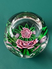 SULFURE PRESSE-PAPIER MANUFACTURE DE SAINT LOUIS FLEURS ROSES PAPERWEIGHT