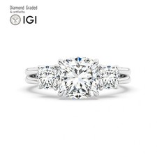 Cushion Diamond Trilogy Ring Platinum Labgrown 4 Ct Solitaire