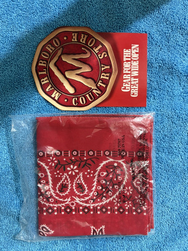 Marlboro Man Country Store Red Bandana Handkerchief Scarf Cigarette U.S.A. VTG