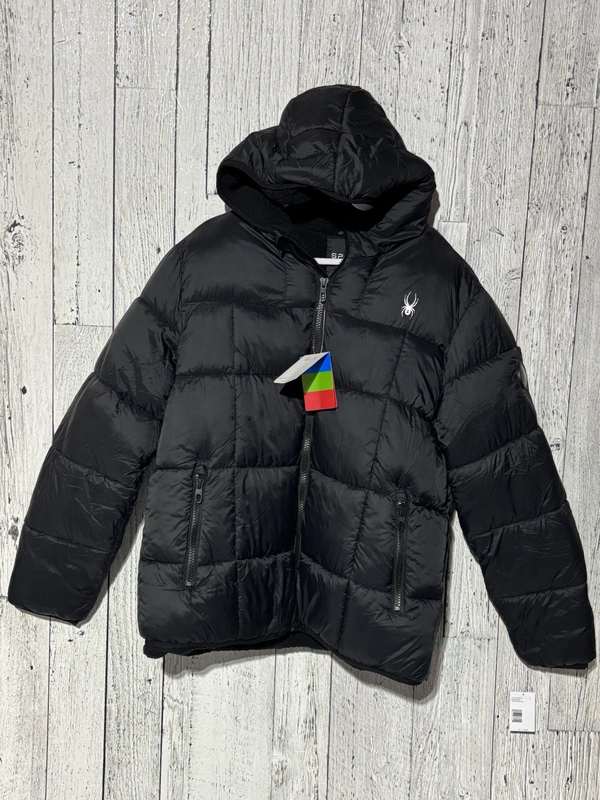 Spyder Men Puffer Black Jacket NWT Size Large Warm Winter Casual Outdoor