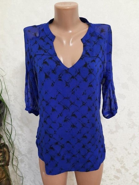 Women Diane Von Furstenberg Shirt Navy Silk 38 / M