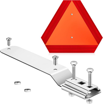 1 Set Slow Moving Vehicle Sign with Mounting Bracket, 14 X 16 Inch Aluminum Tria