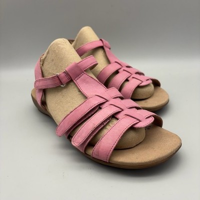 Hotter Sandals Womens 7.5 Pink Leather Strappy Comfort Casual Cute Summer