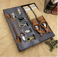 Quality Adult Trouser Braces Set DIY Harness Suspenders Formal Wear Elasticated