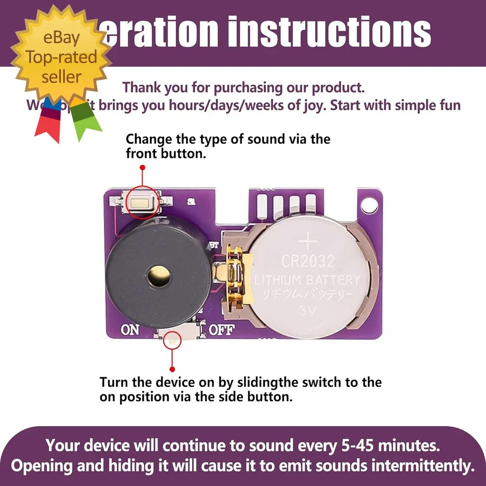 3Pcs Cricket Noise Maker Prank,With 16 Sounds Beeping for Several Months Hidden