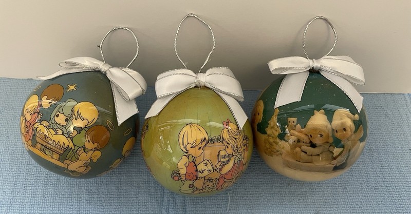 1995 Precious Moments Sphere/Globe Ornament Set of 3 Christmas Holiday