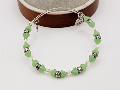 Alex & Ani "Mosaic " Silver & Sage Green Acrylic Beaded Bangle Bracelet ✨️⭐️ - Picture 4 of 6