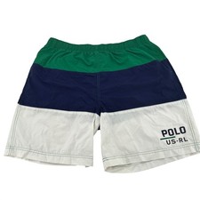 Polo Sport Ralph Lauren Mens XL Swim Trunks Color Block Green Blue White Vintage