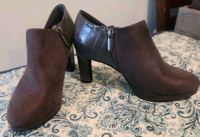 Xappeal Shoes 6m Gray Ankle Boot Platform Closed Toe High Heel Women Zip Closure