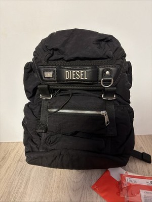 DIESEL Black Metal Logo Backpack Women's NEW Rare Japan