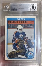 1982-83 O-Pee-Chee Grant Fuhr Autographed Rookie Card MINT BGS. rookie card picture