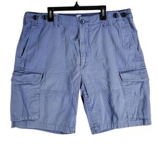 Vtg Polo Ralph Lauren Cargo Shorts Men 36x9 Blue Waist Cinch Straps Button Pkts