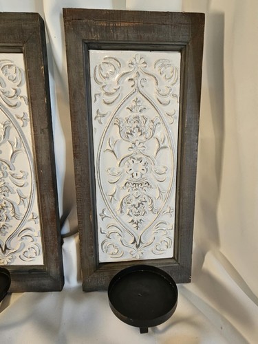 Pr. Of Hobby Lobby Candle Wall Sconce 17x7.5x5" Farmhouse Rustic Country Classic - Picture 3 of 7