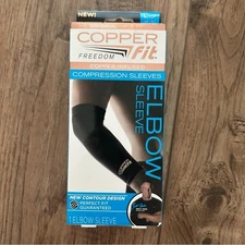 NEW!! Copper Fit Black Compression Elbow Sleeve, Large, 10”-12”