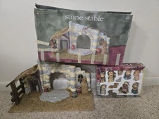 Vtg Holiday Time 11 pc Child Nativity Christmas W/ STABLE Damaged Boxes *Read*