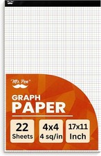 Durable 17x11 Graph Paper Pad - 22 Sheets of Precision Grid for Artists