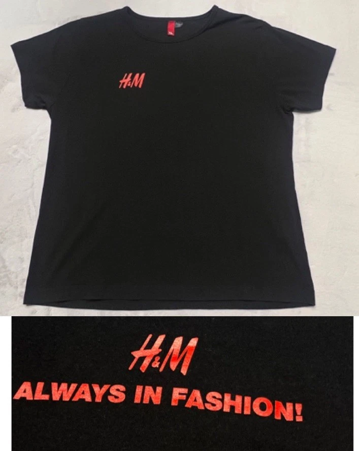 H&M Graphic T-Shirt Unisex Youth XL Oversized Black Red Logo Always In Fashion!