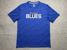 St Louis Blues Shirt Mens Large Blue NHL Hockey Majestic Cool Base Tee Top