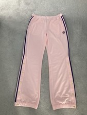 MissyElliott Pink Adidas Pink Tracksuit Bottoms, Purple Stripes And Gold Poppers