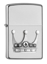 Zippo Flame Crown Satin Chrome Windproof Flame Fuel Refillable Gas Lighter