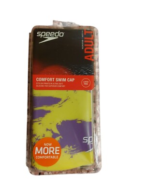 Speedo Comfort Silicone Swim Cap Latex-Free Colorful Print Size: Adult 14+