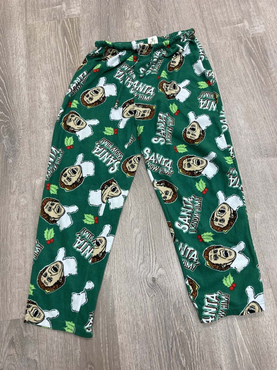 Buddy The Elf Movie Sleep Pants Men's Large Lounge Pajama Pants Green Button
