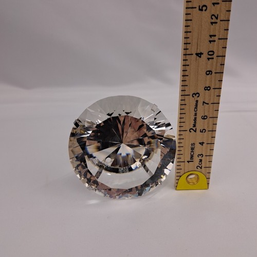 Diamond Ring Paperweight Amlong Crystal Large Diameter Clear Crystal - Picture 15 of 17