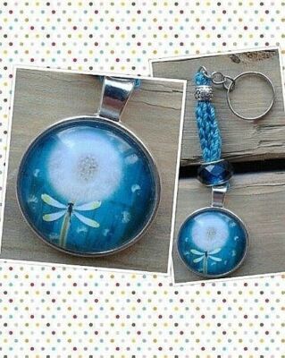 Dandelion Charm Crochet Key Chain Key Ring Handmade in USA 