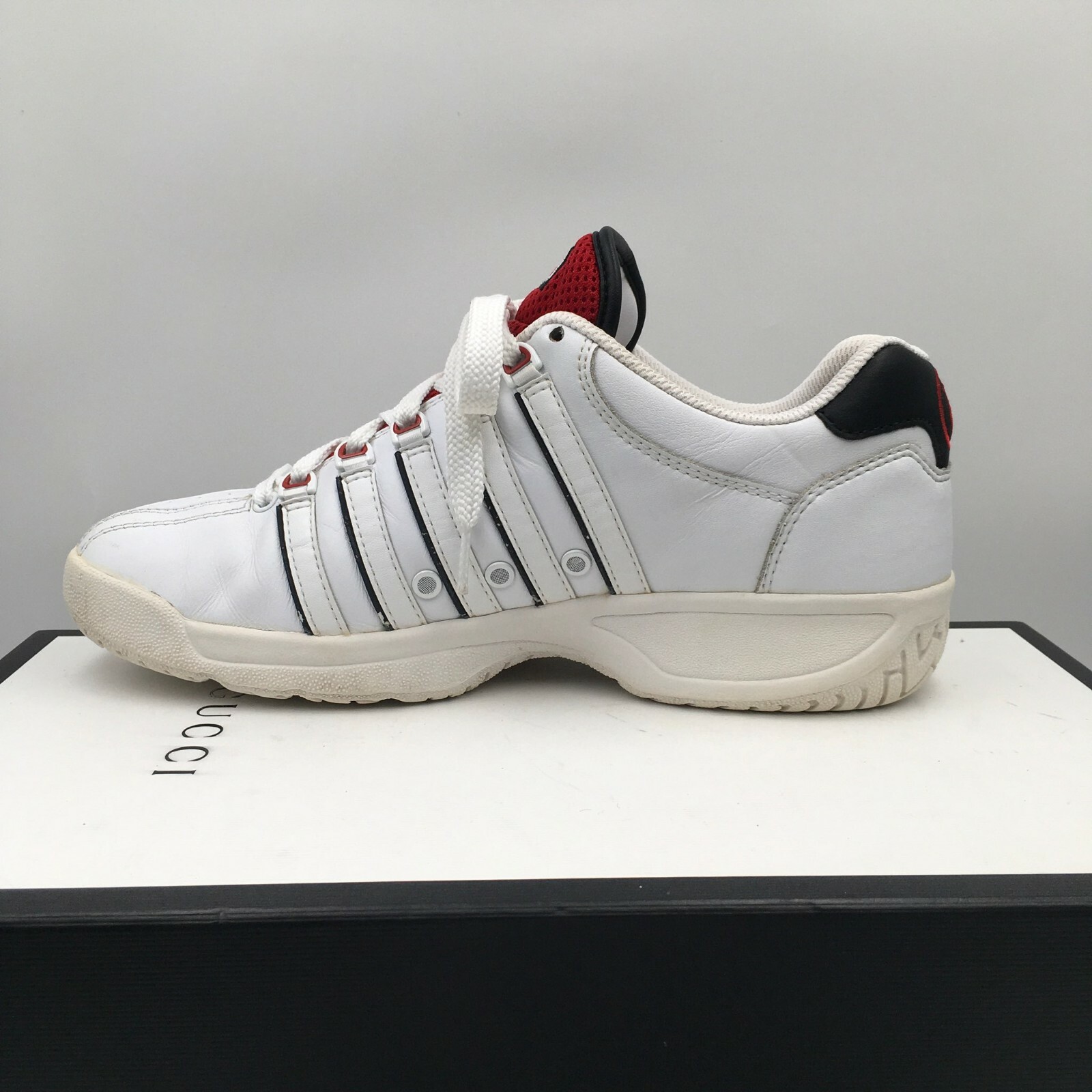 KSwiss Mens Tongue Twister White Leather Tennis Shoe… Gem