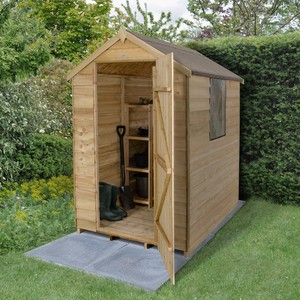 Forest 6x4 Pressure Treated Apex Garden Tool Shed Storage 