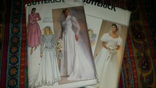 Vintage Butterick Bridal Patterns Wedding Gown Bridesmaids Dress Plus Size Uncut