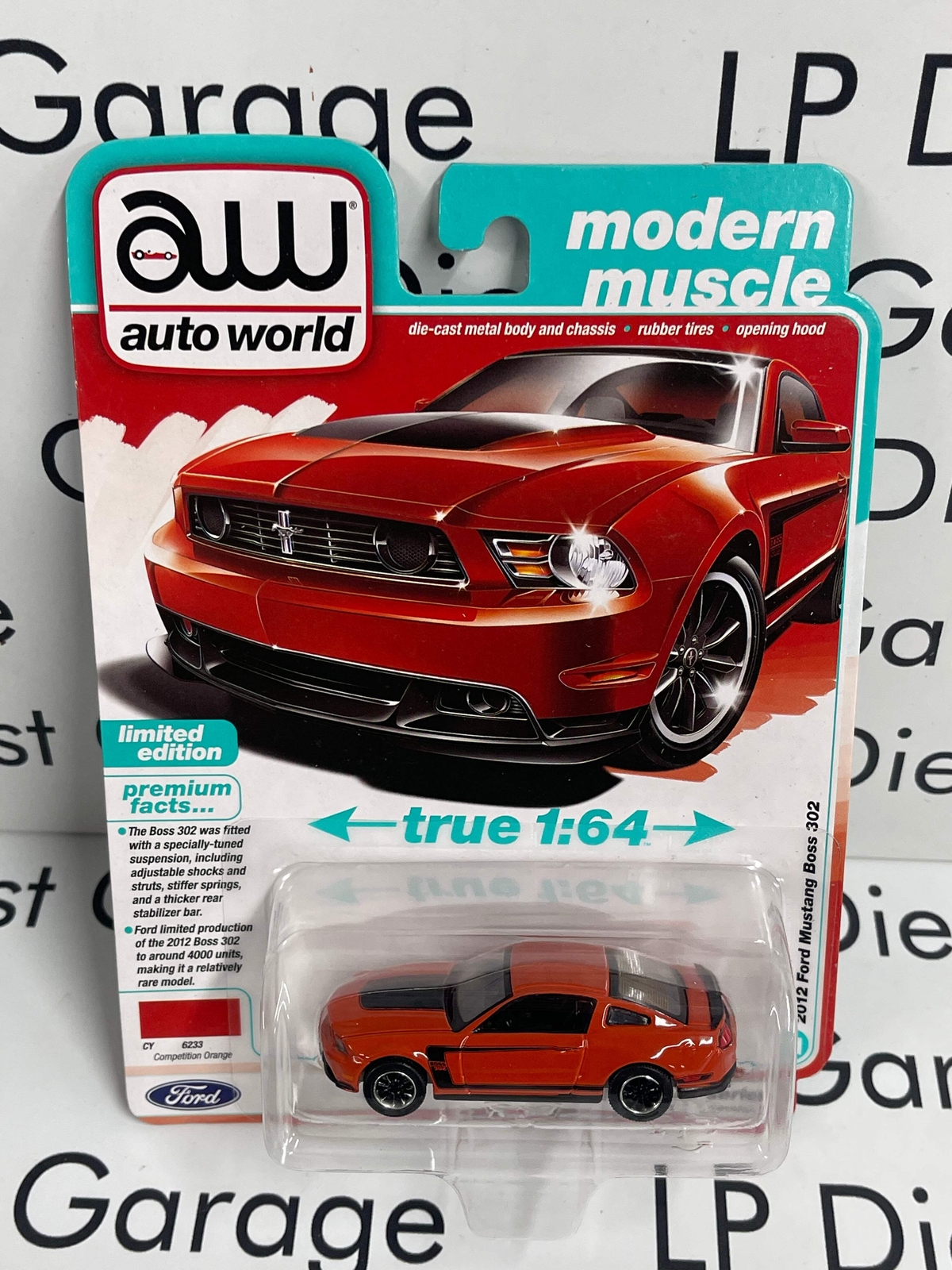 2012 Ford Mustang Boss 302 Orange 1:64 Diecast Model by Auto World