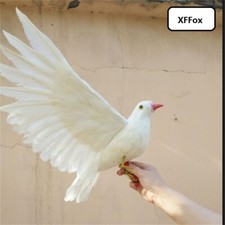 white simulation dove model foam furs pink-mouth wings bird gift about 30x50cm