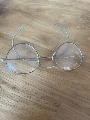 1920's 1940's Silver Wire Rim Eye Glasses Antique Round Spectacle