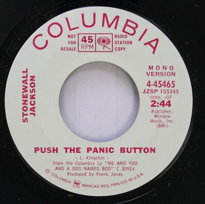 Country Promo Nm! 45 Stonewall Jackson - Push The Panic Button / Push The Panic