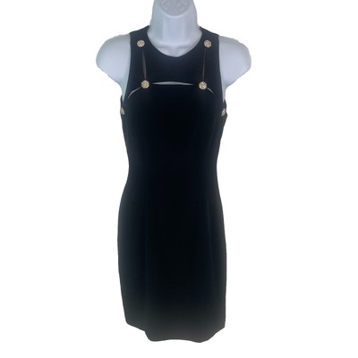 Cache VTG Black Dress Cut Out & Button Details Semi formal Elegant Dress Size 4