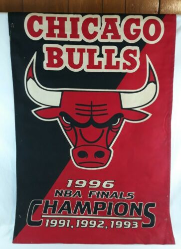 Chicago Bulls 1996 Champions Banner Red Black 44 x 28"