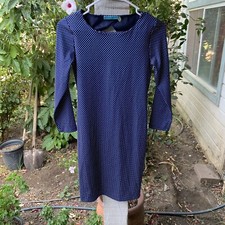 ALICE + OLIVIA Kal Open Back Fitted Long Sleeve Dress Blue Polka Dot 2 XS
