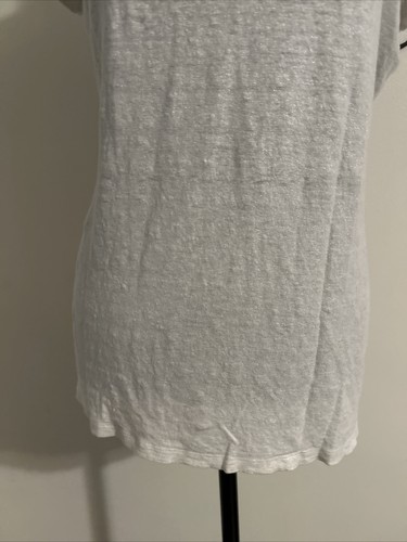 Eileen Fisher V-Neck Easy Linen Shimmer Silver Tee Women’s Medium - Picture 3 of 7