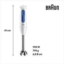 Braun Multiquick 3 MQ30.001M Minipimer, Frullatore Ad Immersione Con Asta In Acciaio, 2 Velocità, Dotato Di Bicchiere Graduato 600Ml, 2 Velocità, Tecnologia Splash Control, Tecnologia Tedesca, 900W - 6