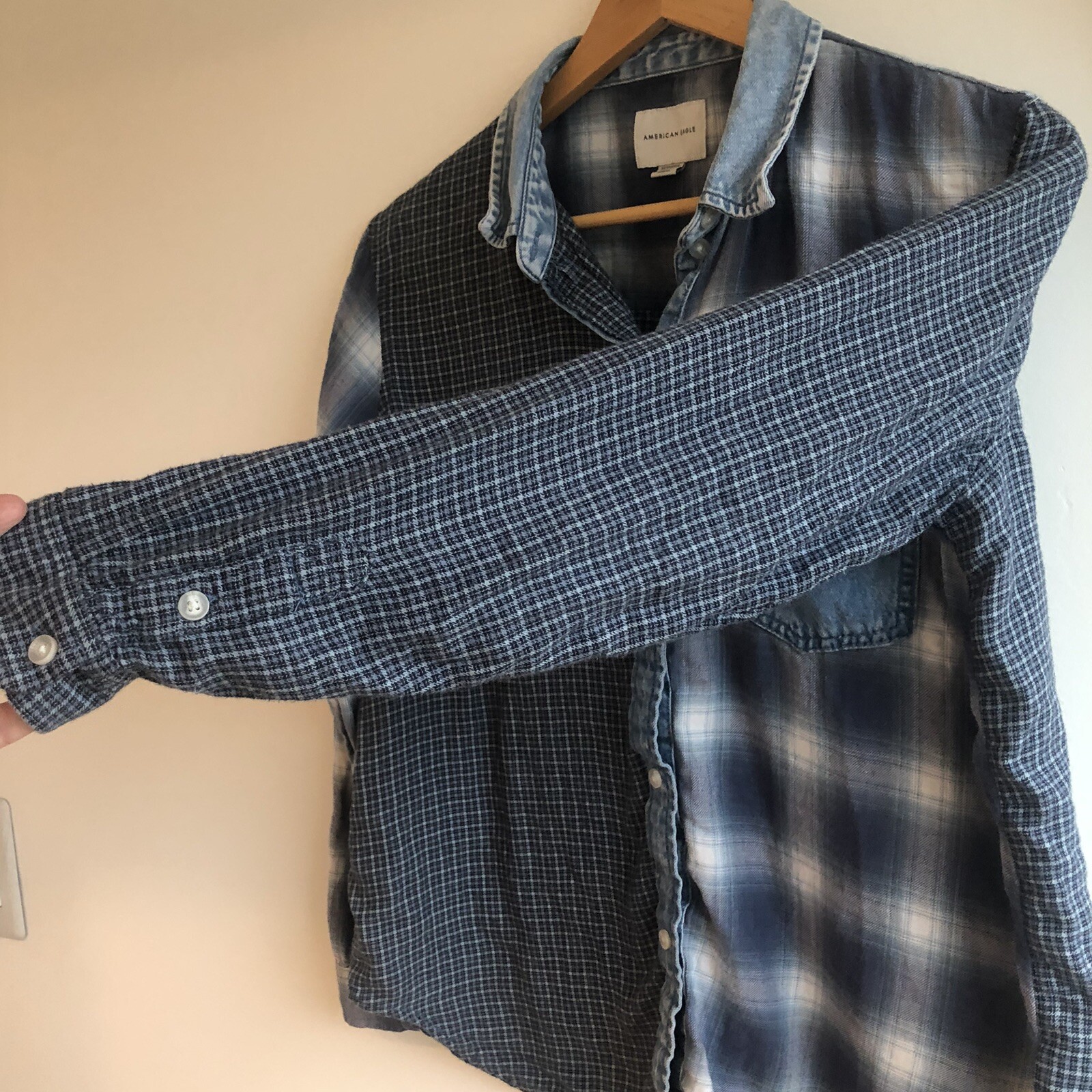 American Eagle Womens Blue Plaid Patchwork Multi … - image 6