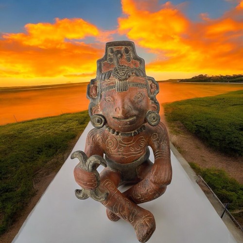 Mayan Aztec Inca Large Figurine Terracotta Clay Pottery Ceramic 14.5” VTG - 第 1/16 張圖片