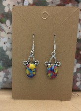 925 Sterling Silver Hypoallergenic Hook 1.5  Earring Yellow Jasper Gemstone 3126