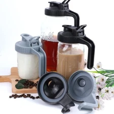 Wide Mouth Mason Jar Pour Spout Lids with Handle Reusable Plastic Flip Cap US