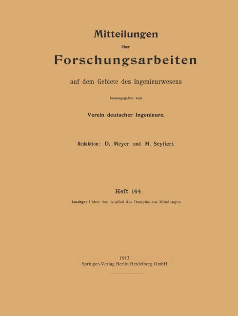 Ueber Den Ausfluß Des Dampfes Aus Mündungen | Buch | 9783662017166