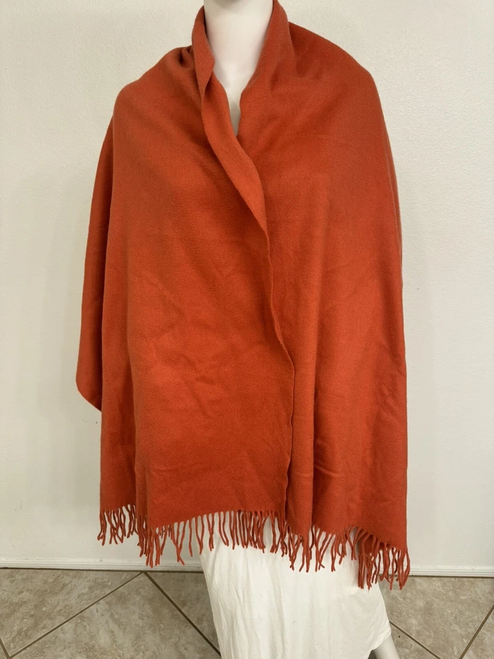 "Mantón bufanda de diseñador vintage 100 % cachemir en calabaza hecho en Inglaterra 28"" x 80""" Foto 2 de 4